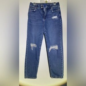 Arizona Jean Co - High Rise Boyfriend/Mom Jeans, blue ripped jeans